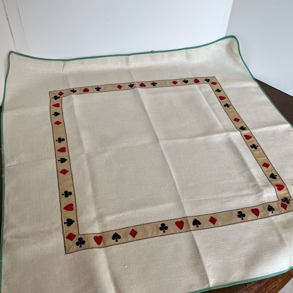 Vintage Card Themed Linen Tablecloth for a Card-Table - Picture 1 of 15